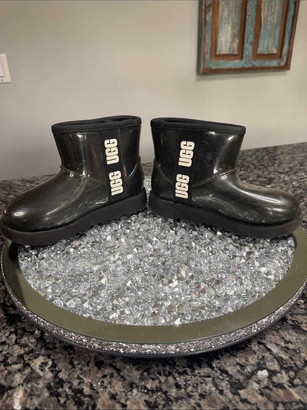 UGG Kids Black waterproof Gloss Ankle Boot 12